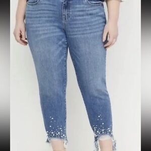 Lane Bryant cropped jeans, pearl detail.  Size 22